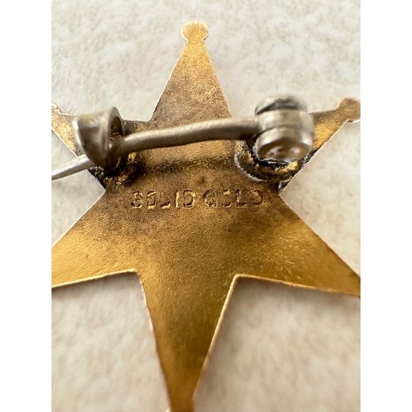 Antique Victorian stamped solid gold 6 pointed star dainty pin brooch - Picture 6 of 7